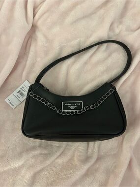Kendall & Kylie Black Shoulder Bag with Silver Chain Detail
